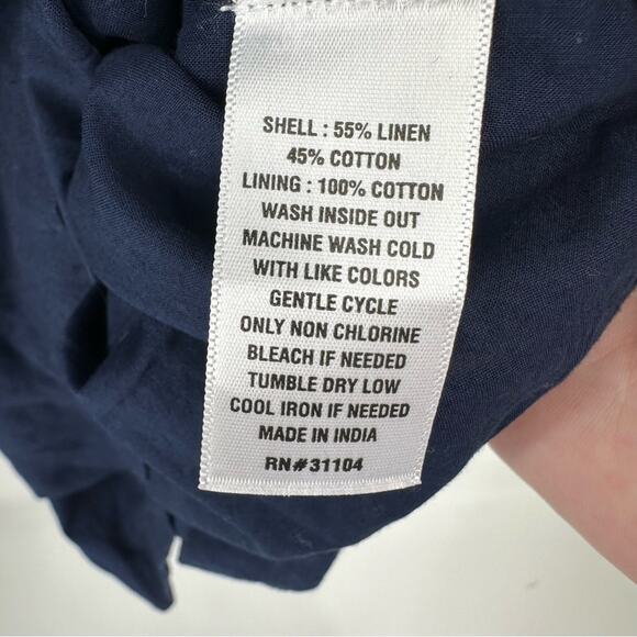 Crown & Ivy Linen Sleeveless Ruffle Neck Dress in navy Size XS - Picture 5 of 8